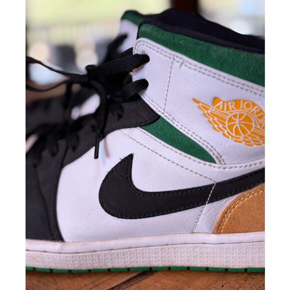 Nike Air Jordan 1 Retro Mid SE Oakland Shoes Sneakers Green Yellow Mens Size 13 - Picture 11 of 16